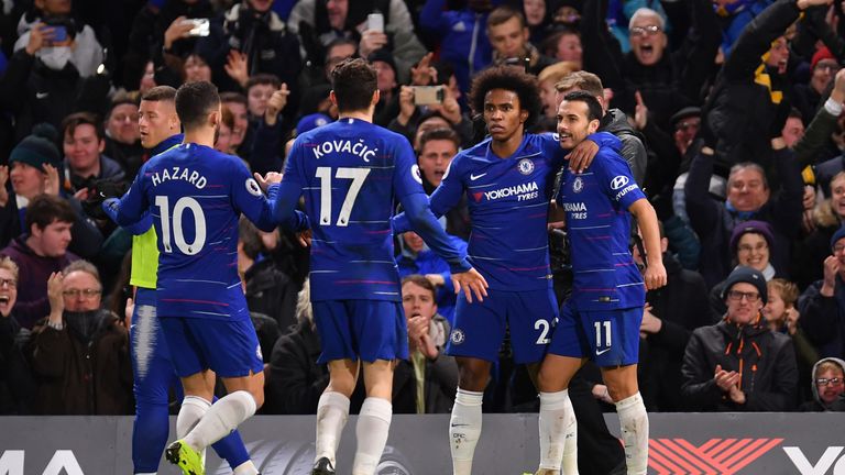 Willian celebrates after putting Chelsea ahead