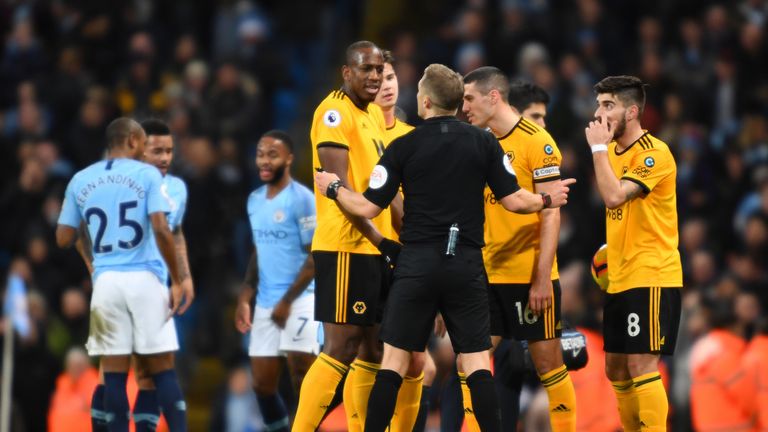 Wily Boly is shown a straight red for a challenge on Bernardo Silva