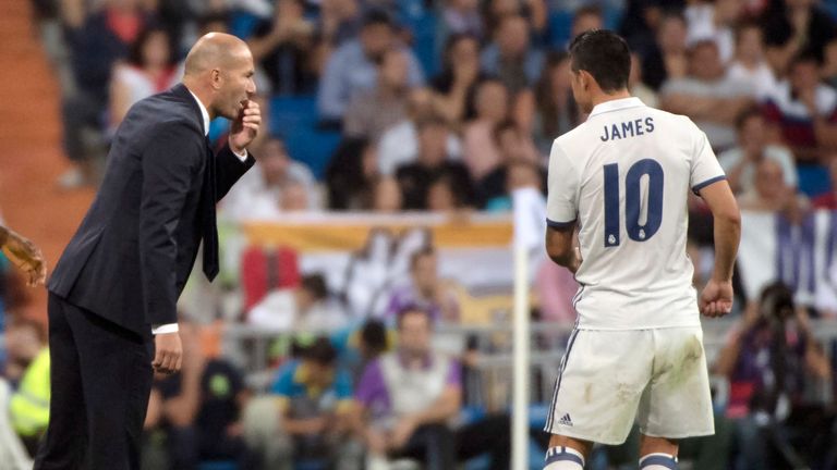 James struggled for game time under Zinedine Zidane