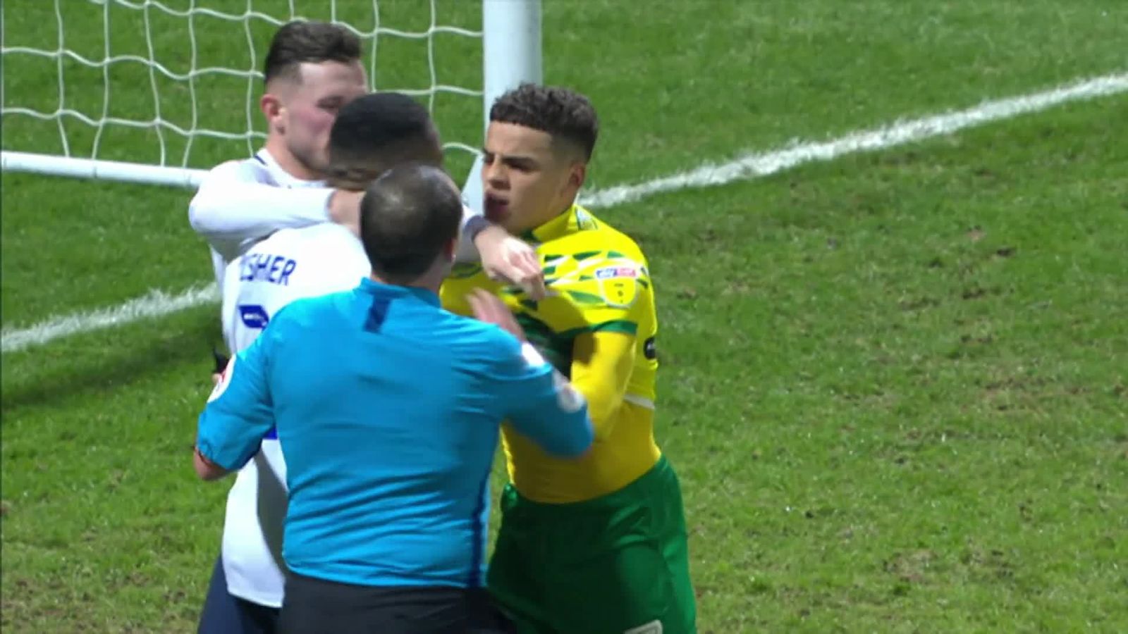 WATCH: Max Aarons floors Declan Rudd as tempers flare at Deepdale ...