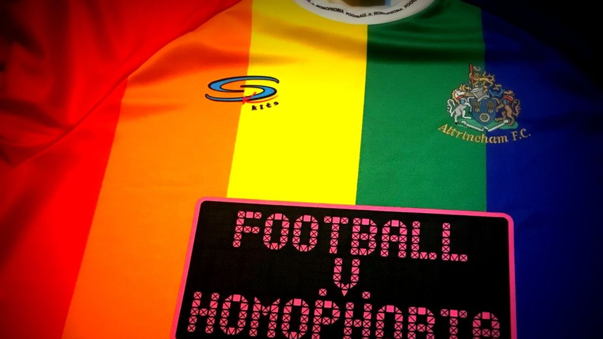 Altrincham FC promotes inclusion, diversity with LGBT flag-based kit