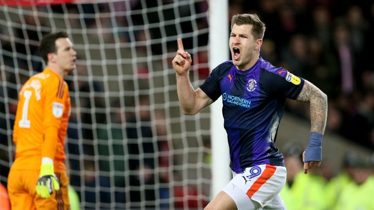 Luton Towns James Collins celebrates his equalising penalty