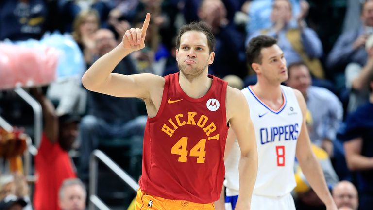 Bojan Bogdanovic celebrates a basket against the Clippers