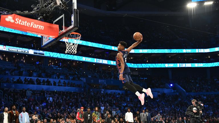 Dennis Smith Jr takes flight in the All-Star Dunk Contest