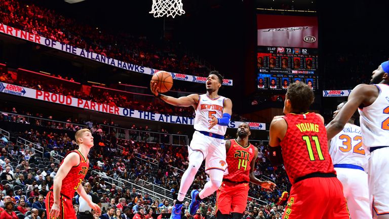 Dennis Smith Jr lays the ball home against Atlanta