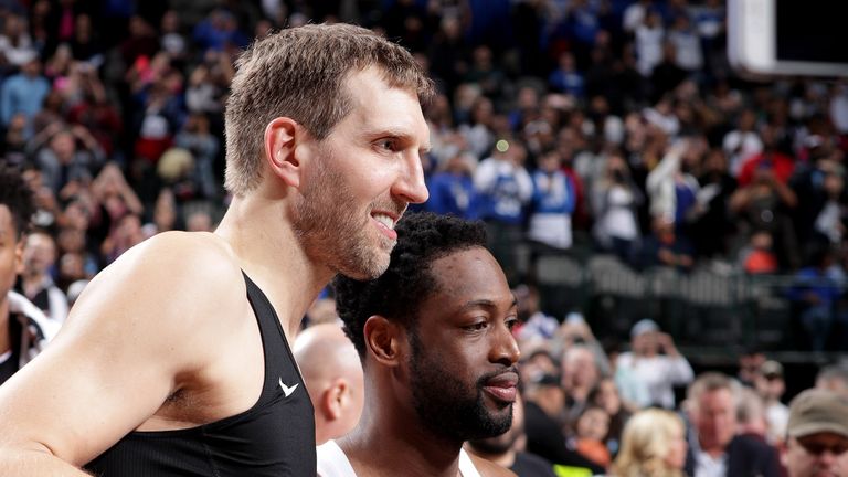 Dirk Nowitzki and Dwyane Wade exchange jerseys