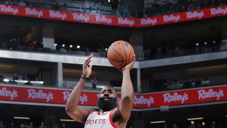 James Harden scores in the lane against Sacramento