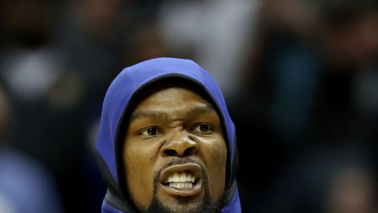 Kevin Durant in spiky form on the Warriors sidelines
