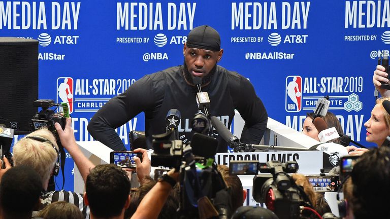 LeBron James faces the press at All-Star Game media day