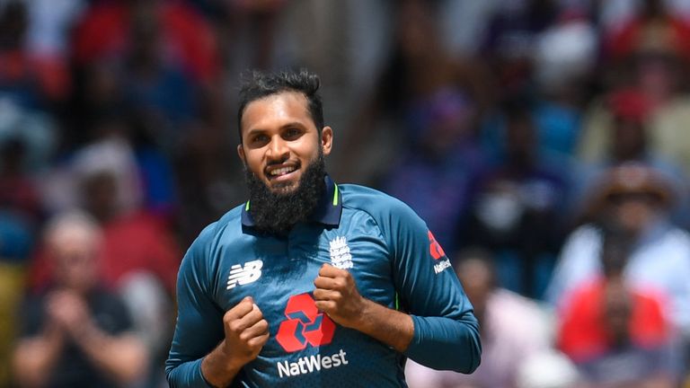 Adil Rashid celebrates a wicket for England in ODI cricket
