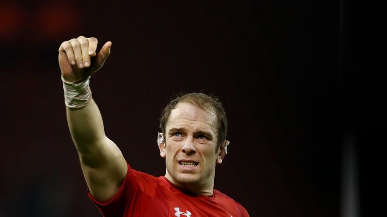 Alun Wyn Jones saluting the crowd after a Test match for Wales