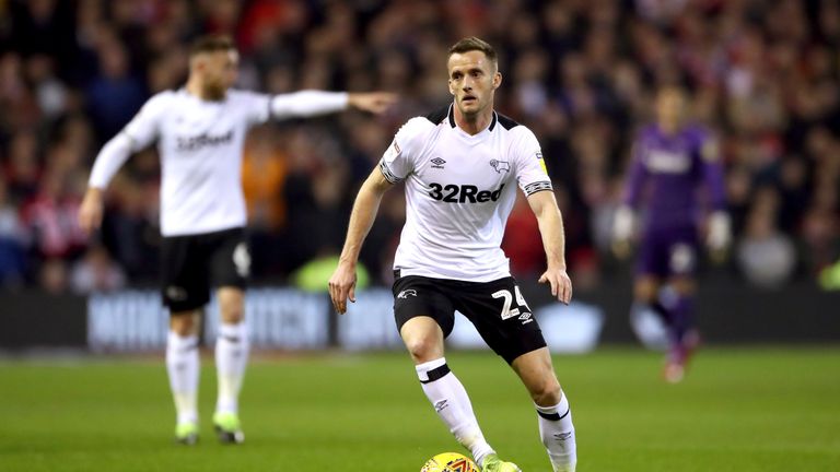 Derby County's Andy King during the Sky Bet Championship match against Nottingham Forest at The City Ground