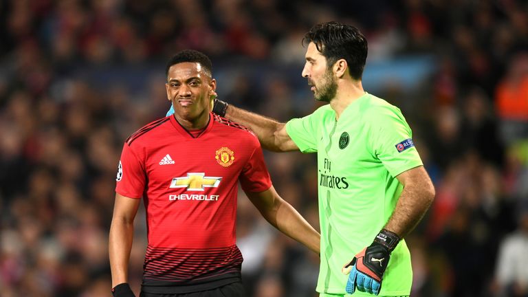 Anthony Martial was substituted at half-time having appeared to pick up an injury before the break against PSG