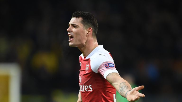 Granit Xhaka shows his frustration against BATE
