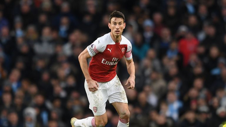 Laurent Koscielny during the Premier League match between Manchester City and Arsenal FC at Etihad Stadium on February 3, 2019 in Manchester, United Kingdom.