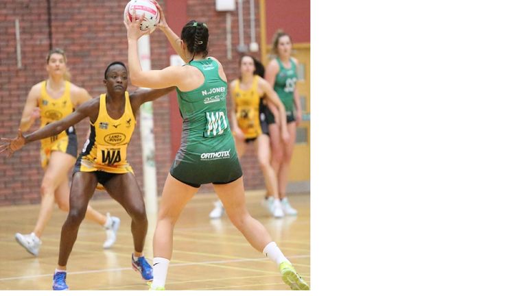 Bongi Msomi of Wasps Netball in action against Celtic Dragons