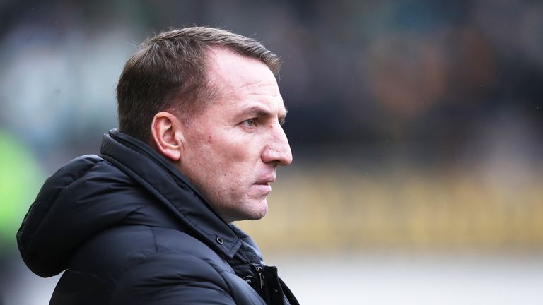 PERTH, SCOTLAND - FEBRUARY 03: Celtic manager Brendan Rodgers looks on during the Ladbrokes Premiership match between St Johnstone and Celtic at McDiarmid Park on February 3, 2019 in Perth, United Kingdom. (Photo by Ian MacNicol/Getty Images)