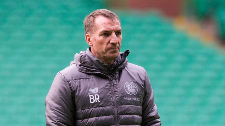 Celtic manager Brendan Rodgers takes training