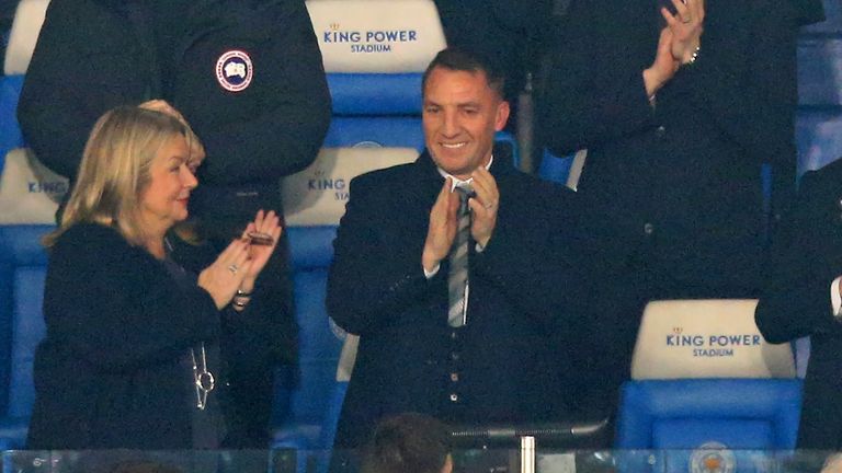 Brendan Rodgers watches Leicester beat Brighton after being confirmed as manager
