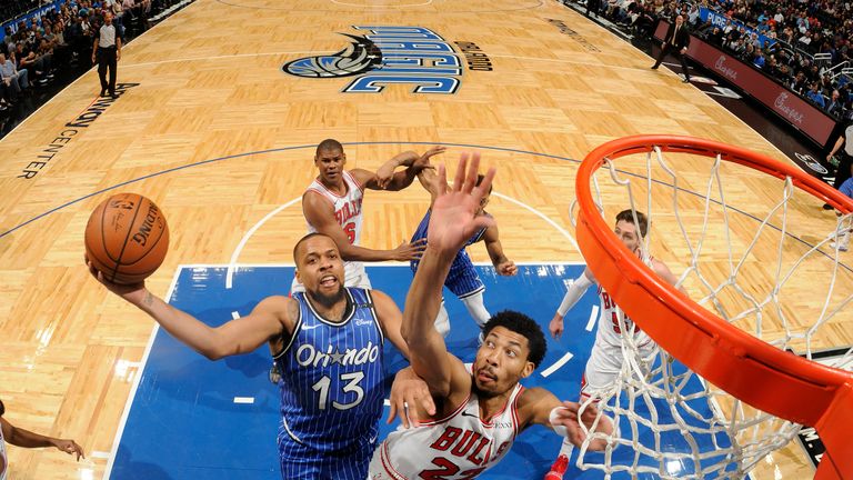 ORLANDO, FL - FEBRUARY 22: Isaiah Briscoe #13 of the Orlando Magic shoots the ball against the Chicago Bulls on February 22, 2019 at Amway Center in Orlando, Florida. NOTE TO USER: User expressly acknowledges and agrees that, by downloading and or using this photograph, User is consenting to the terms and conditions of the Getty Images License Agreement. Mandatory Copyright Notice: Copyright 2019 NBAE (Photo by Fernando Medina/NBAE via Getty Images)