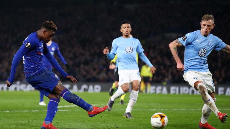 Callum Hudson-Odoi scores for Chelsea against Malmo