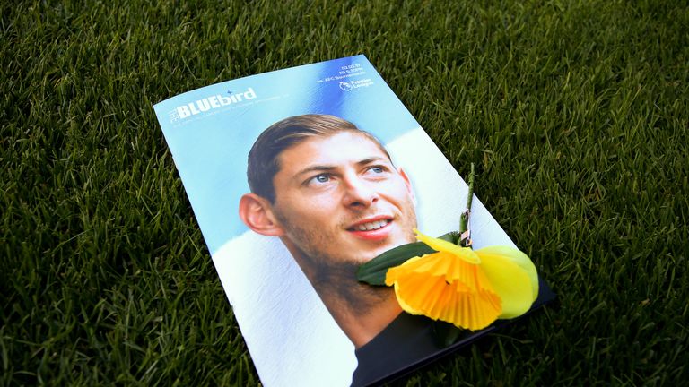 A match day programme featuring a cover image of Emiliano Sala for Cardiff City's match against Bournemouth
