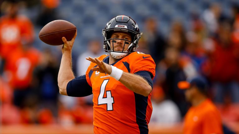 Denver Broncos quarterback Case Keenum in action against the Los Angeles Chargers
