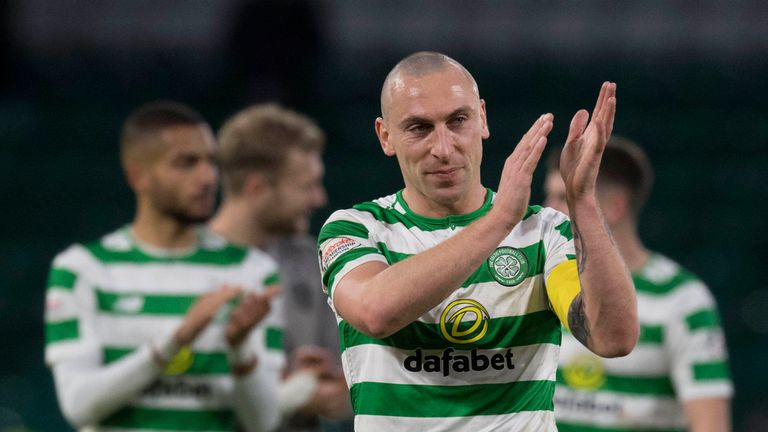 Celtic's Scott Brown celebrates victory over Hibernian