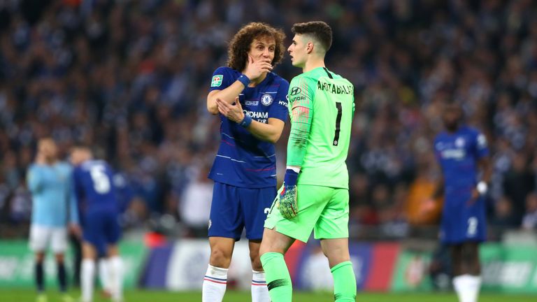  during the Carabao Cup Final between Chelsea and Manchester City at Wembley Stadium on February 24, 2019 in London, England.