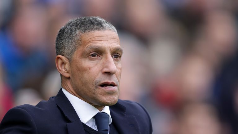 Chris Hughton during the FA Cup Fifth Round match between Brighton and Hove Albion and Derby County at Amex Stadium on February 16, 2019 in Brighton, United Kingdom.