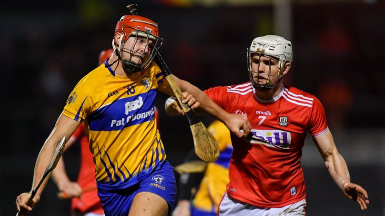 Peter Duggan of Clare in action against David Griffin of Cork