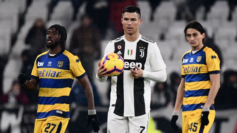 Cristiano Ronaldo scored twice for Juventus, but they were held to a draw by Parma