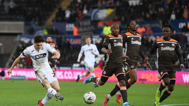 Dan James put Swansea ahead against Brentford with a fine solo goal