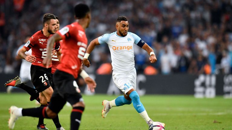 Marseille's Dimitri Payet runs with the ball  against Rennes