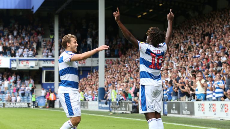 LONDON, ENGLAND - AUGUST 11: Eberechi Eze of Queens Park Rangers celebrates a goal during the Sky Bet Championship match between Queens Park Rangers and Sheffield United at Loftus Road on August 11, 2018 in London, England. (Photo by Luke Walker/Getty Images)