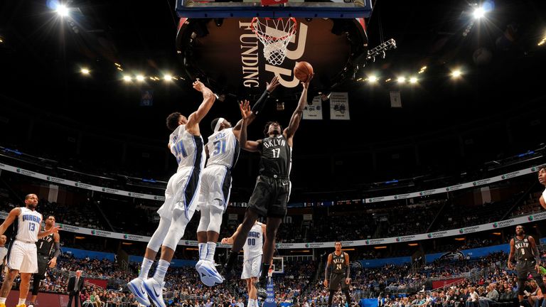 Ed Davis #17 of the Brooklyn Nets shoots the ball during the game against the Orlando Magic on February 2, 2019 at Amway Center in Orlando, Florida. 