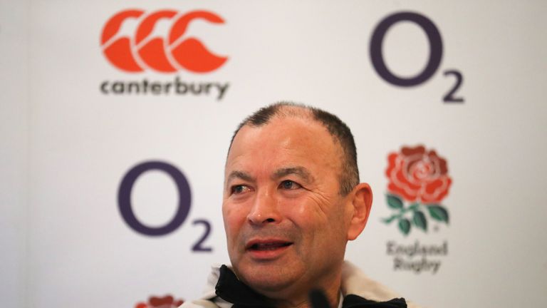 England head coach Eddie Jones speaks during a press conference at Pennyhill Park