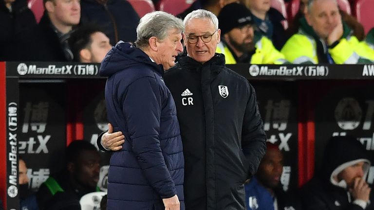 Crystal Palace manager Roy Hodgson and former Fulham boss Claudio Ranieri