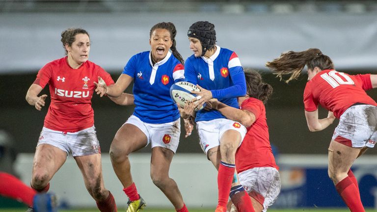 Caroline Boujard gets her pass away to Ian Jason during France's win over Wales