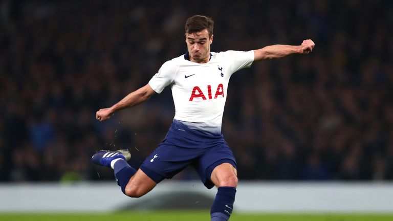 Harry Winks takes a shot on goal