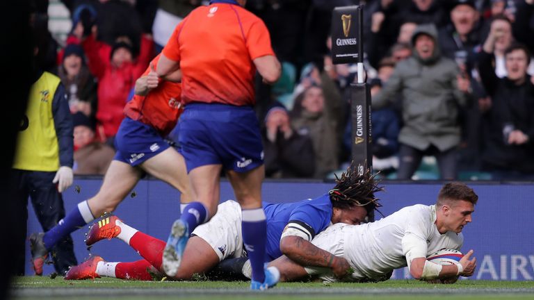  during the Guinness Six Nations match between England and France at Twickenham Stadium on February 10, 2019 in London, England.