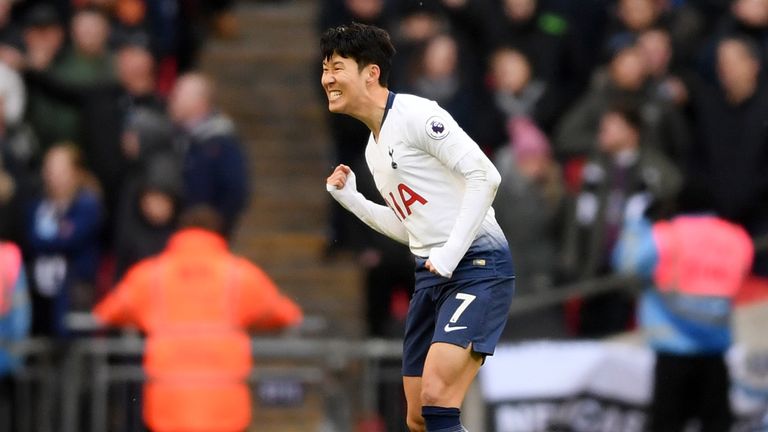 Heung-min Son celebrates his goal