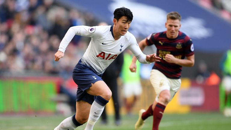 Heung-min Son in action at Wembley against Newcastle United