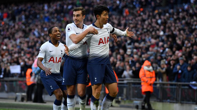 Heung-Min Son scored Spurs' third against Leicester
