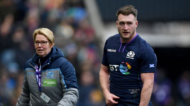 Full-back Stuart Hogg suffered a shoulder injury after just 17 minutes