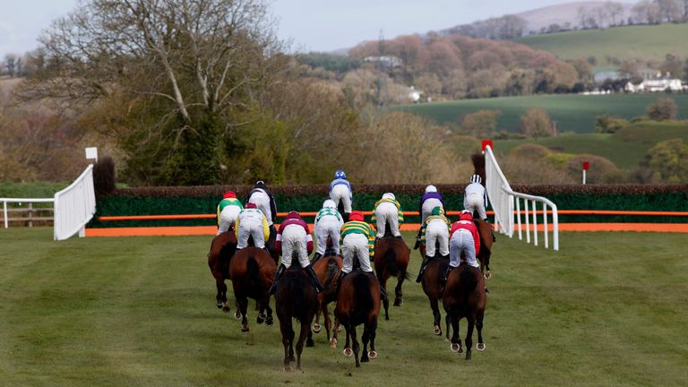  A general view as runners make their way out in the country at Punchestown racecourse on April 28, 2016 