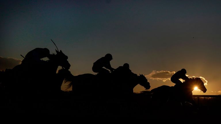 General view in fading light of Lingfield racetrack