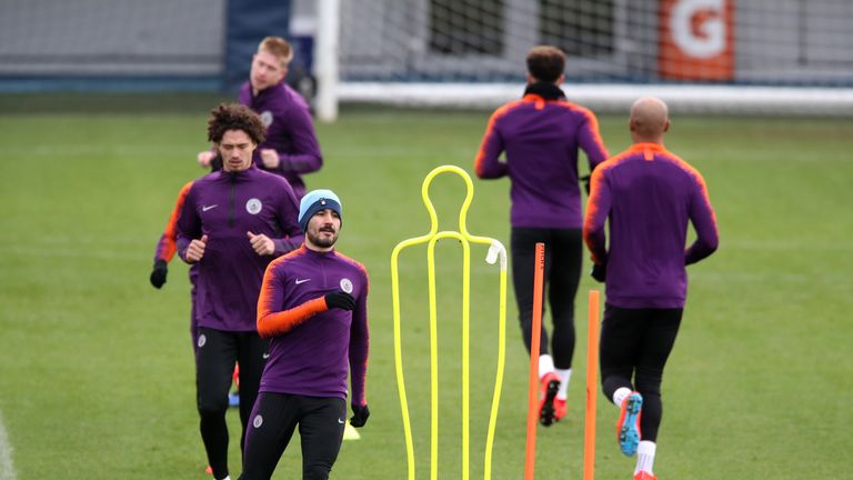 Ilkay Gundogan during a training session at the City Football Academy