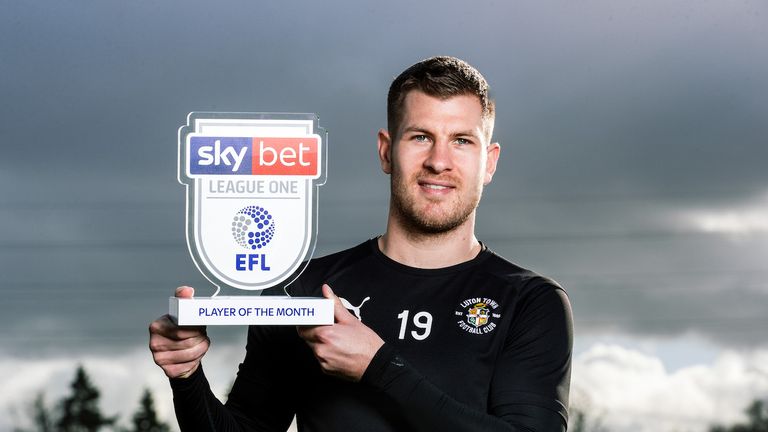 James Collins of Luton Town wins the Sky Bet League 1 Player of the Month Award for January 2019 - Rogan/JMP - 07/02/2019 - FOOTBALL - Venue 360 - Luton, England.