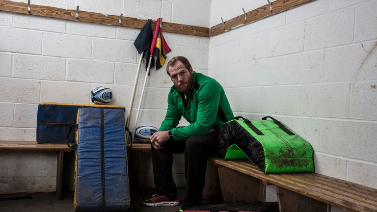 Northampton Saints' James Haskell during the Gallagher Premiership Rugby Train with your Heroes at Northampton Old Scouts RFC, on February 12th 2019, Rushmere Road, Northamptone. Photo: Phil Mingo/ppauk/Gallagher